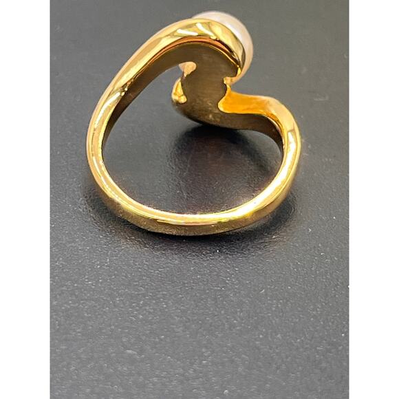 Joseph Esposito Espo Vintage 925 Vermeil 7mm White Faux Pearl Cz Ring Sz 7.25 - Picture 5 of 8